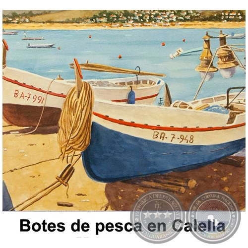 Botes de pesca en Calela - Obra de Emili Aparici